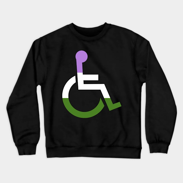 Disabled Genderqueer Pride Crewneck Sweatshirt by NatLeBrunDesigns